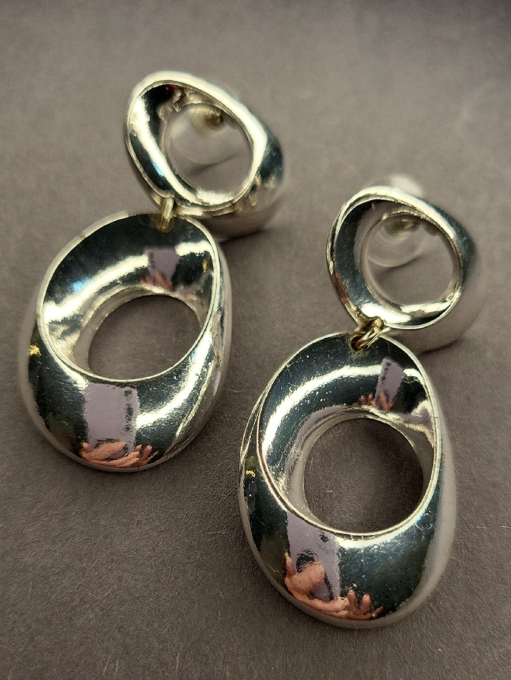 Silver-Tone Drop Hoop Earrings